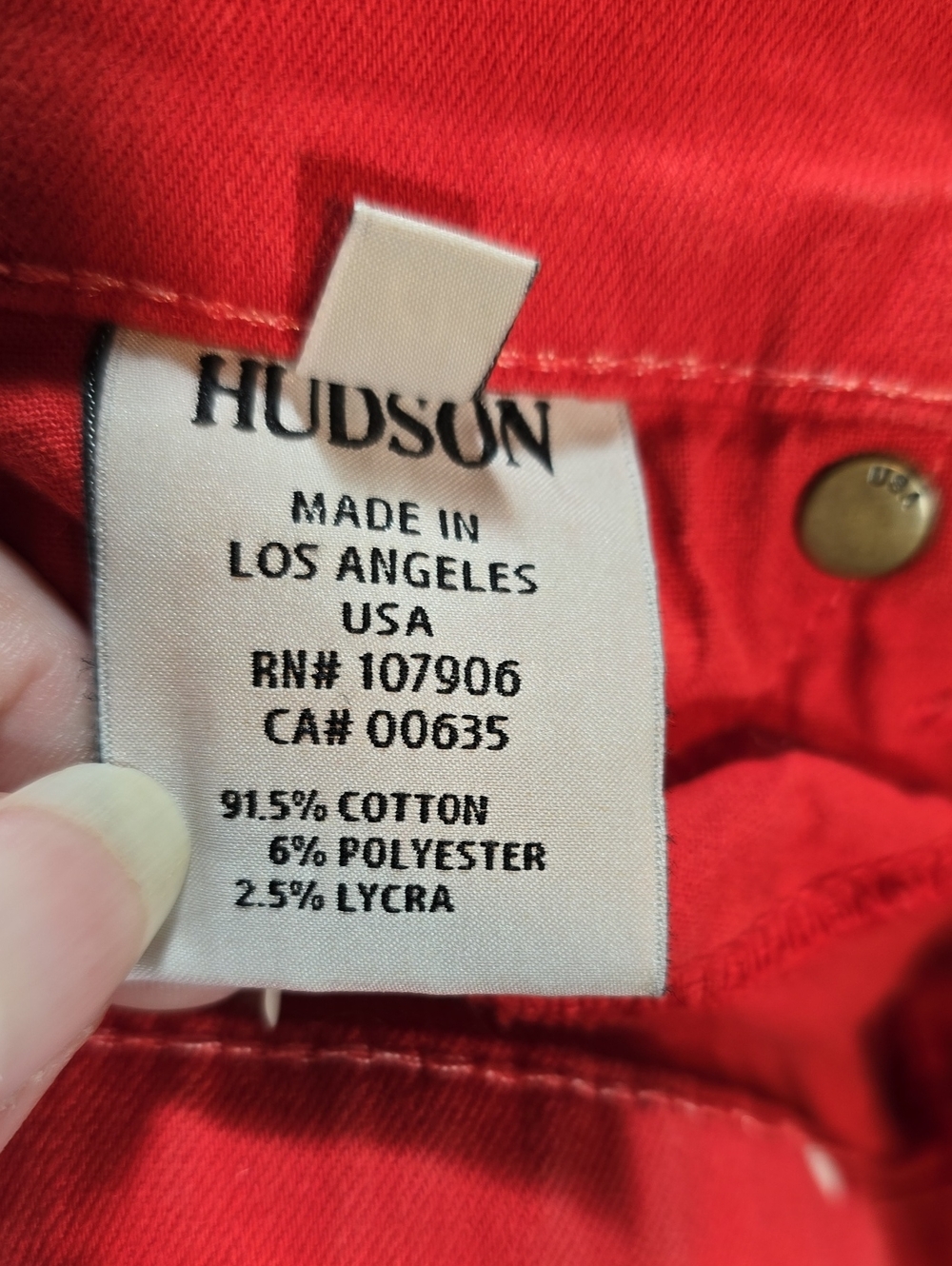 Hudson Jeans 'Amber' Red Studded Frayed Hem Denim Shorts Size 28 - Picture 9 of 10